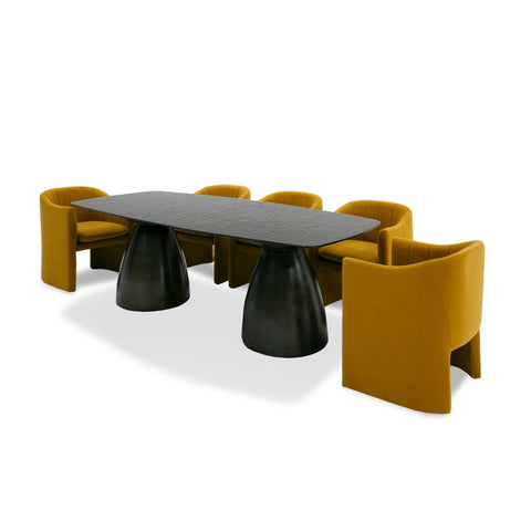 Modrest Calexico Contemporary Black Wave Glass Rectangular Dining Table Model VGGMDT-1717A