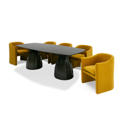 Modrest Calexico Contemporary Black Wave Glass Rectangular Dining Table Model VGGMDT-1717A