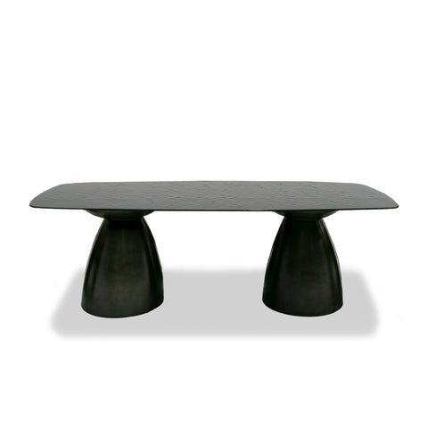 Modrest Calexico Contemporary Black Wave Glass Wide Rectangular Dining Table Model VGGMDT-1717B