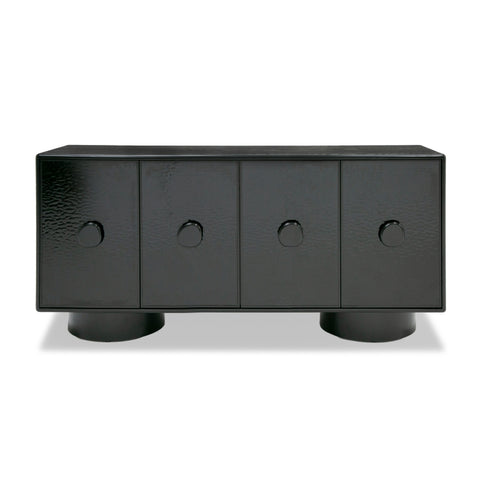 Modrest Calexico Contemporary Black Wave Glass & Black Buffet Model VGGMW-1717