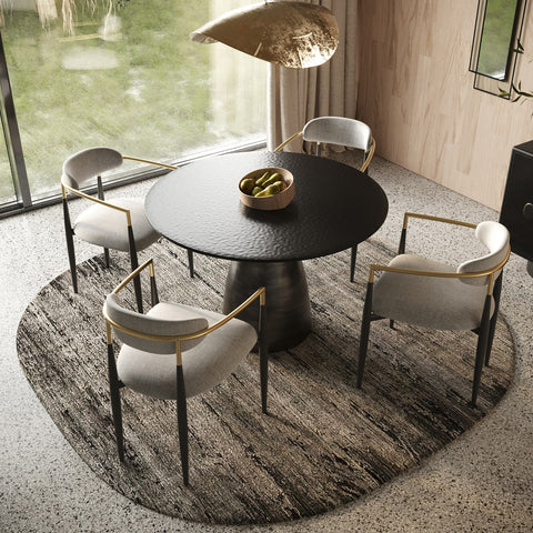 Modrest Calexico Contemporary Black Wave Glass Round Dining Table Model VGGMDT-1717