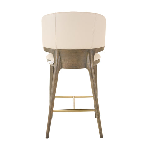 Modrest Calvary Mid Century Modern Beige Vegan Leather & Grey Ash Counter Chair Model VGCS-BS-23022-BGE