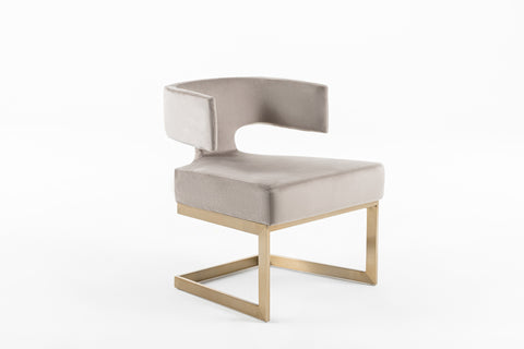 Modrest Calvo Modern Off White Velvet & Brass Dining Chair By VIG Furniture