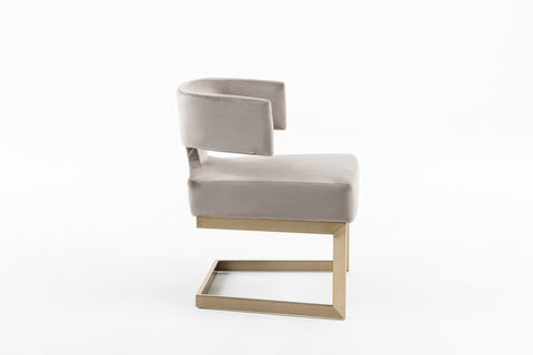 Modrest Calvo Modern Off White Velvet & Brass Dining Chair By VIG Furniture