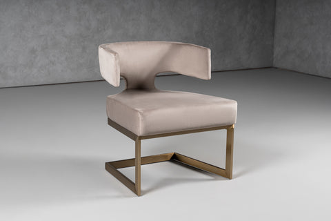 Modrest Calvo Modern Off White Velvet & Brass Dining Chair By VIG Furniture