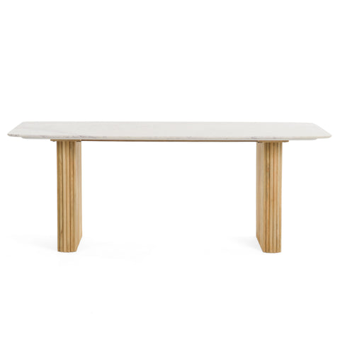 Modrest Cambridge White Marble & Mango Rectangular Dining Table Model VGEDRID120004-RCT