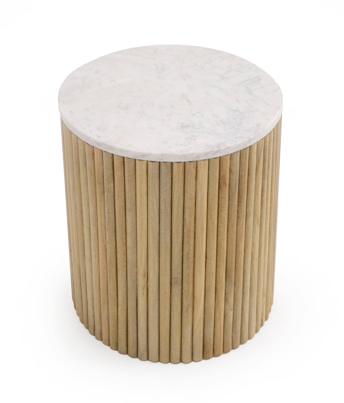 Modrest Cambridge White Marble & Mango Round End Table Model VGEDRID104009-ET