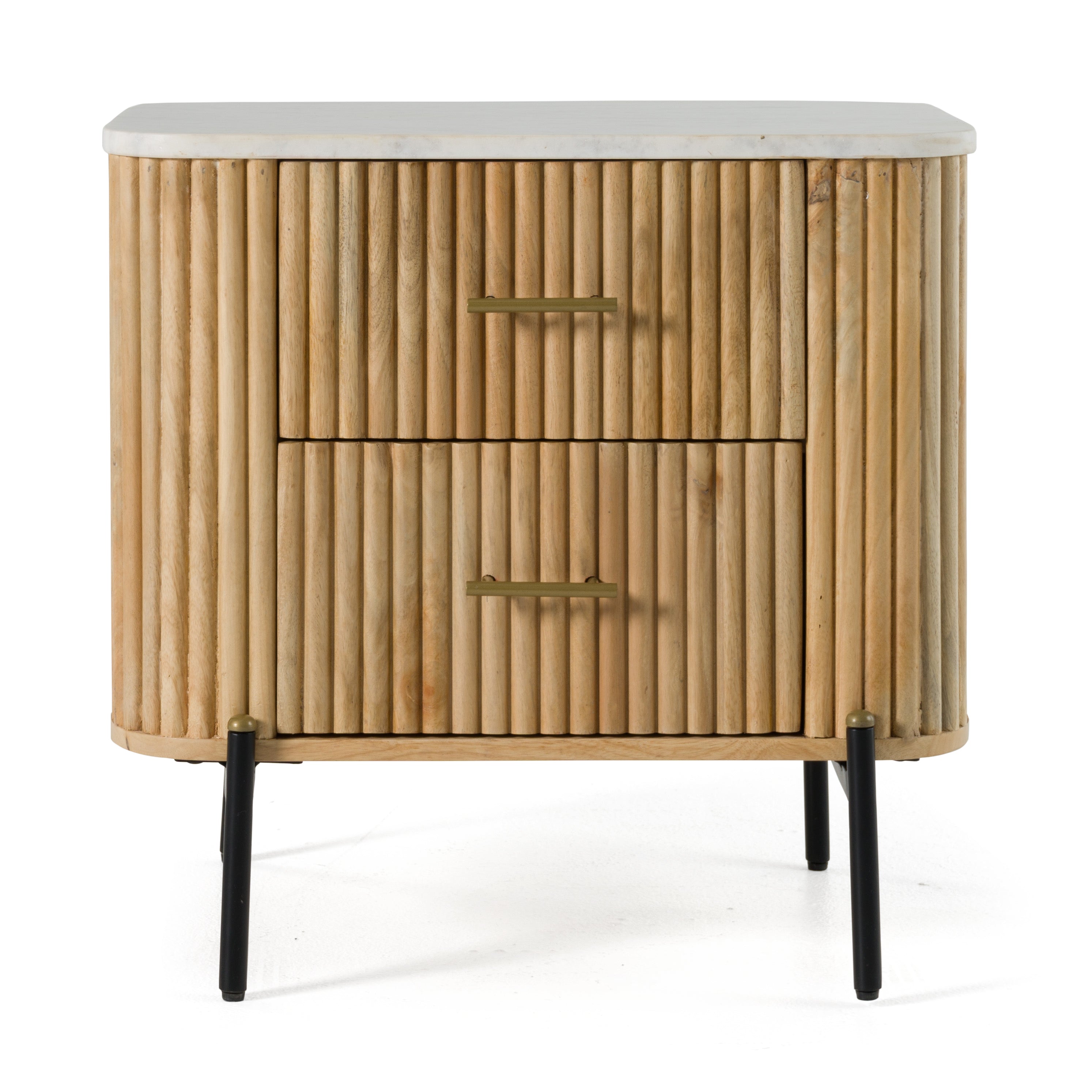 Modrest Cambridge White Marble & Mango 2 Drawer Nightstand Model VGED-RID104711