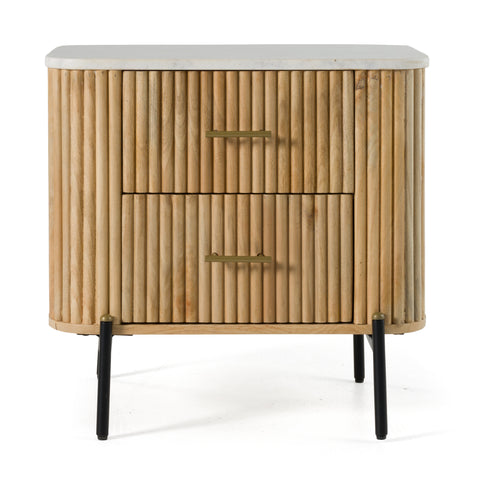 Modrest Cambridge White Marble & Mango 2 Drawer Nightstand Model VGED-RID104711