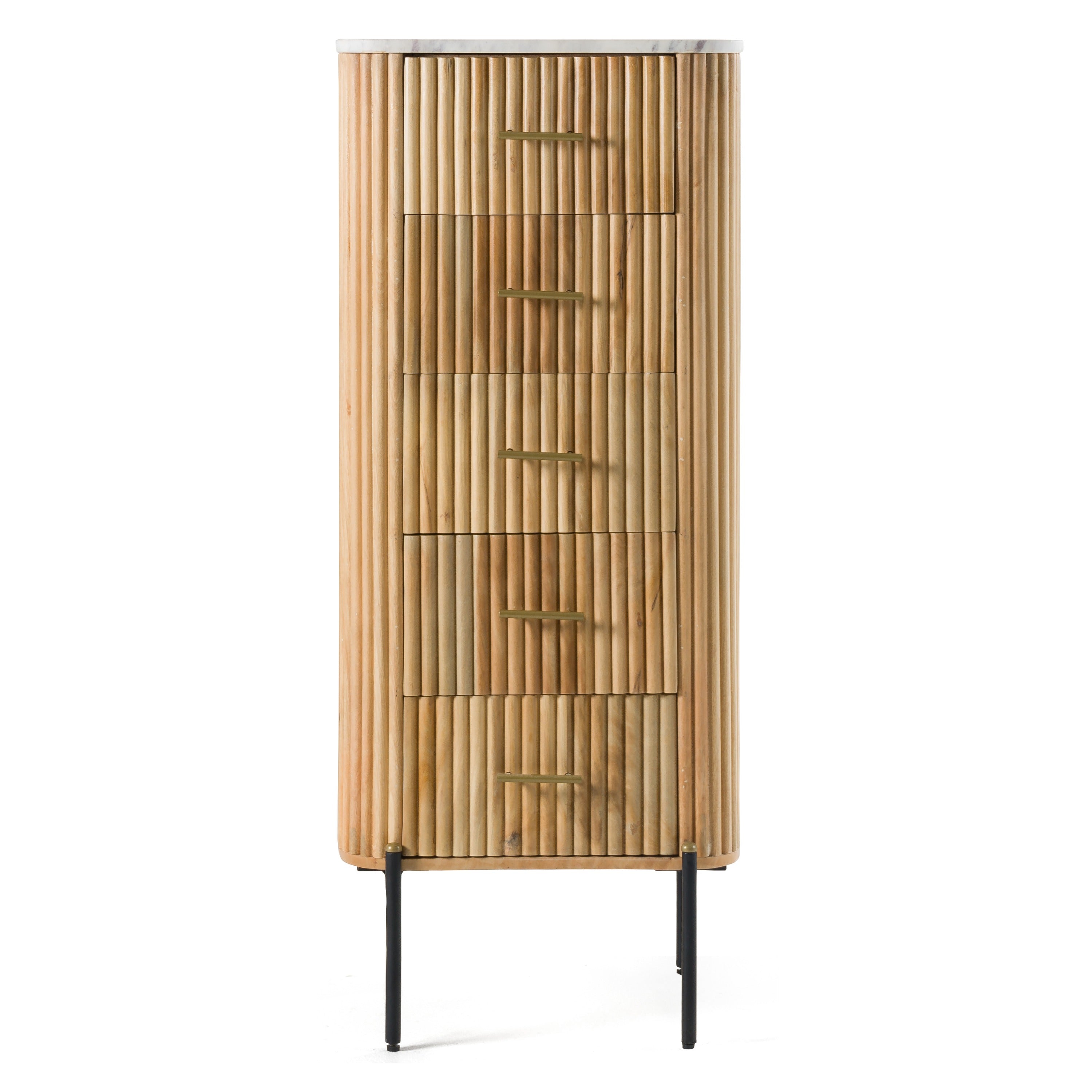 Modrest Cambridge White Marble & Mango 5 Drawer Chest Model VGED-RID105113