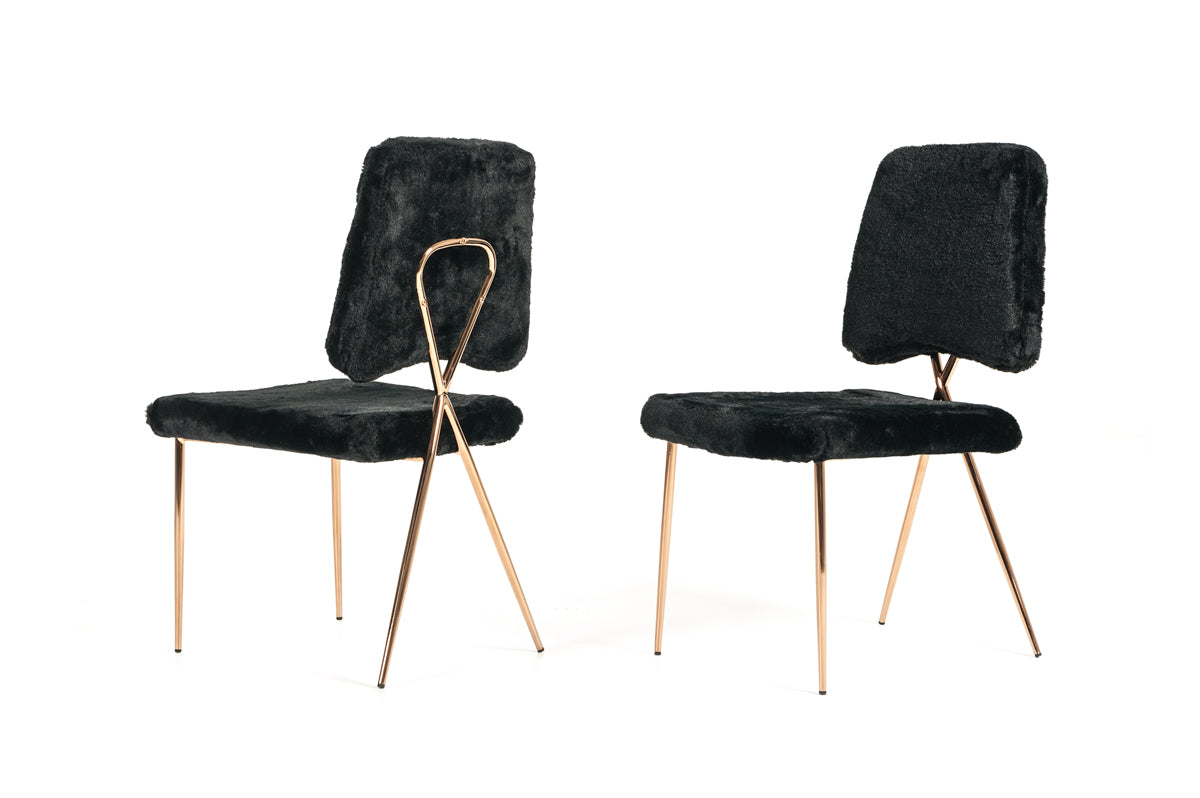 Candace Modern Black Faux Fur Dining Chair (Set of 2) By VIG Furniture