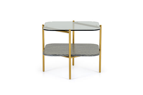 Modrest Cari Glam Gold & Glass End Table Model VGODLZ-247E-GOLD-ET