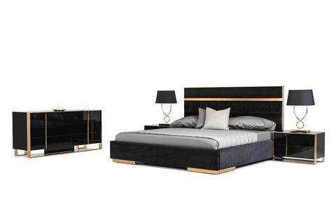 Eastern King Nova Domus Cartier Modern Black & Brushed Bronze Bedroom Set Model VGVCCARTIER-SET-EK