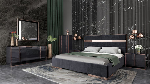Nova Domus Cartier Modern Black & Rosegold Bedroom Set Model VGVCCARTIER-SET