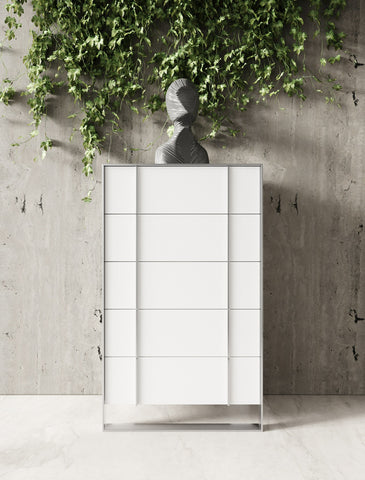 Modrest Cartier Modern White & Stainless Steel Chest Model VGVC-J-A002-5H-WHT