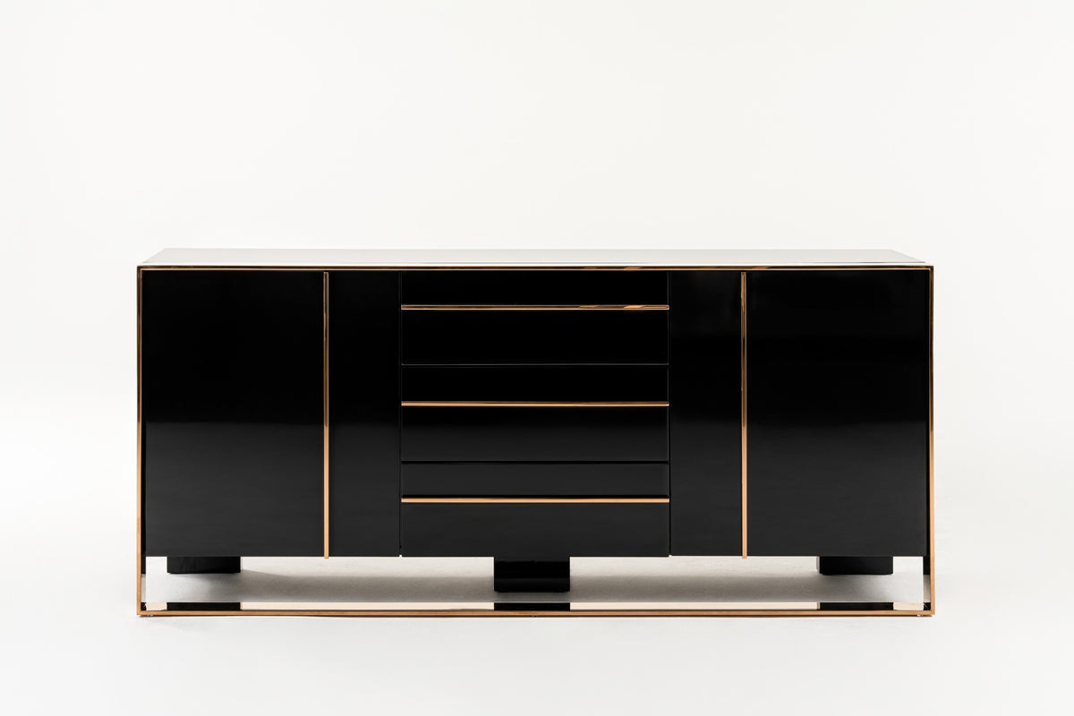 Nova Domus Cartier Modern Black & Rosegold Buffet By VIG Furniture