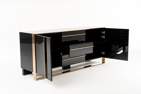 Nova Domus Cartier Modern Black & Rosegold Buffet By VIG Furniture