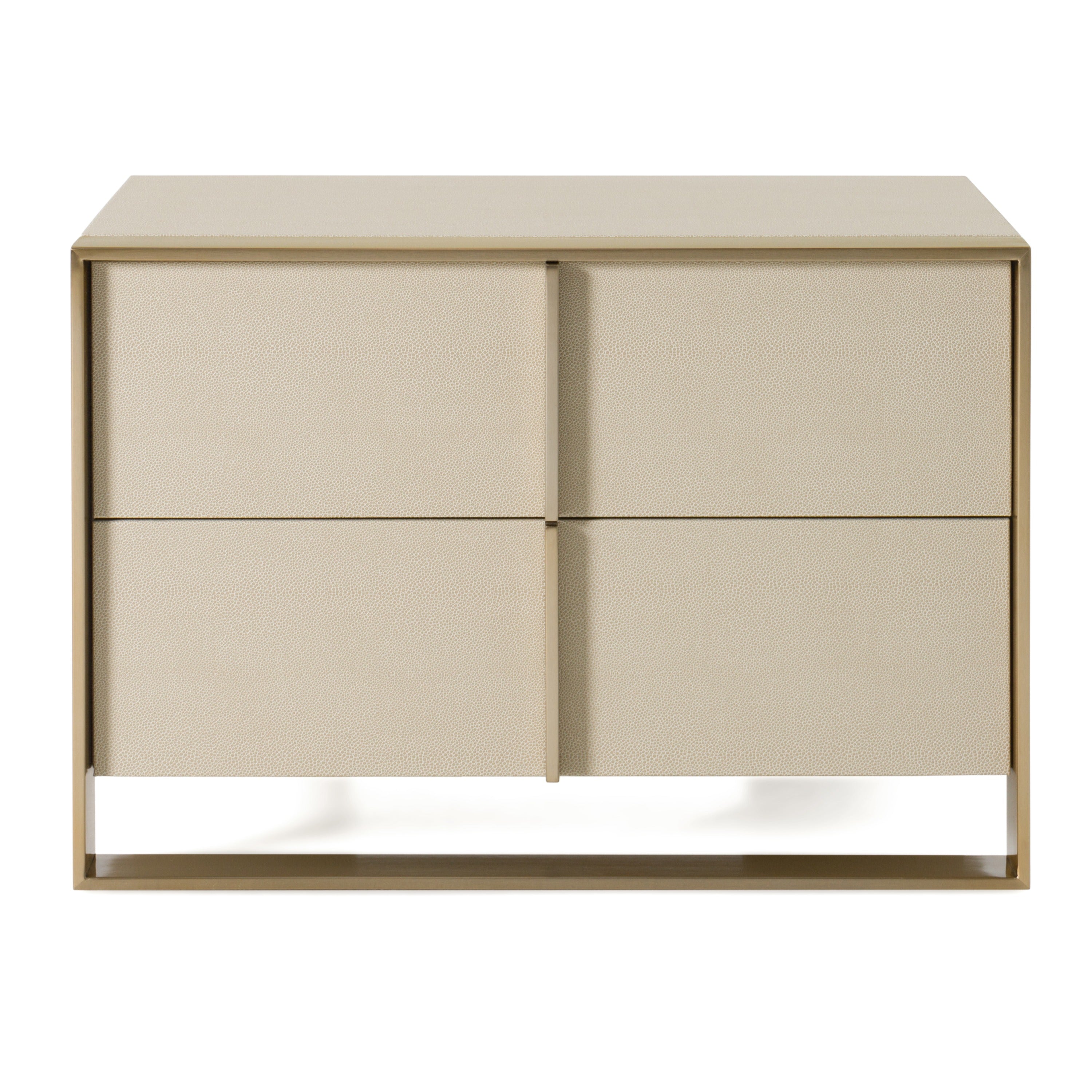 Nova Domus Cartier Modern Beige Shagreen And Brushed Brass Nightstand Model VGVC-J-A002-N