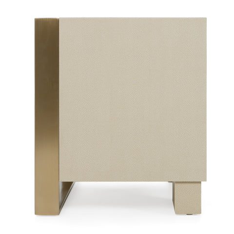 Nova Domus Cartier Modern Beige Shagreen And Brushed Brass Nightstand Model VGVC-J-A002-N