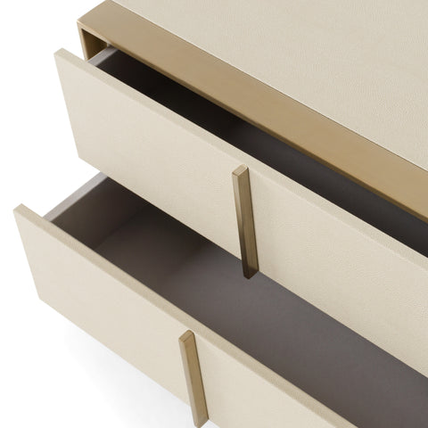 Nova Domus Cartier Modern Beige Shagreen And Brushed Brass Nightstand Model VGVC-J-A002-N