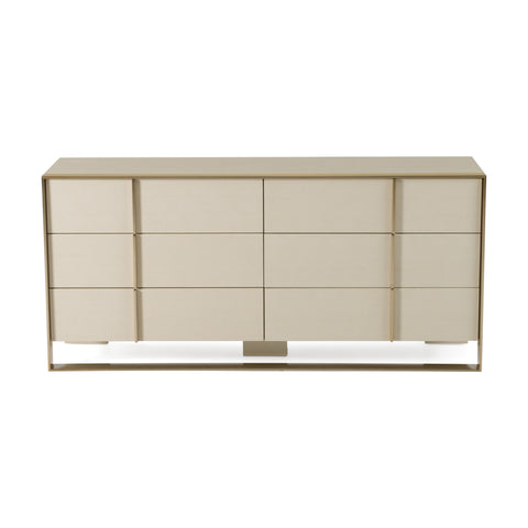 Nova Domus Cartier Modern Beige Shagreen And Brushed Brass Dresser Model VGVC-J-A002-M