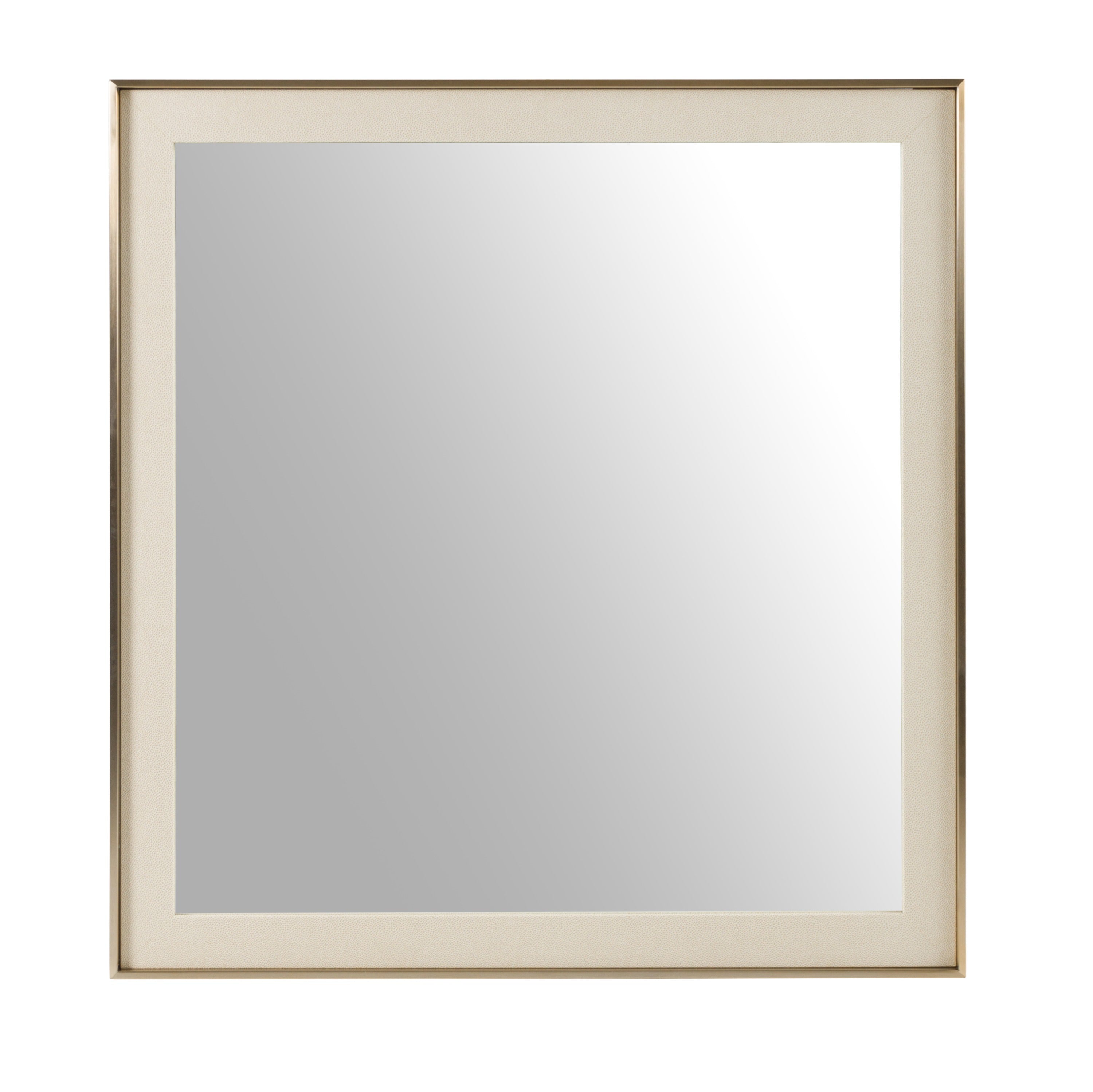Nova Domus Cartier Modern Beige Shagreen Brushed Brass Mirror Model VGVC-J-A002-MR