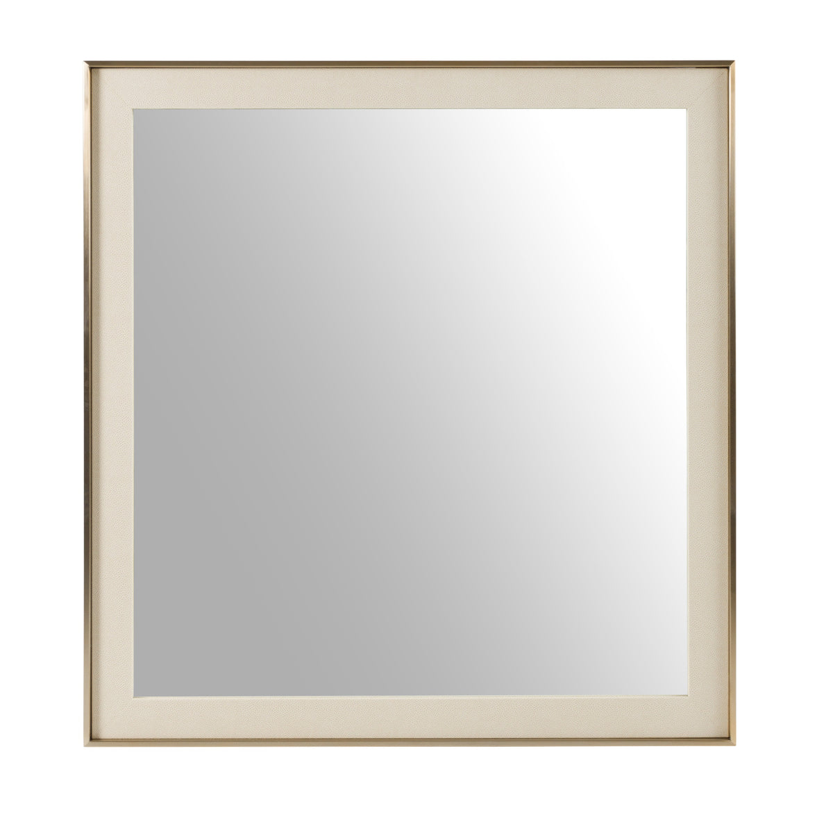 Nova Domus Cartier Modern Beige Shagreen Brushed Brass Mirror Model VGVC-J-A002-MR
