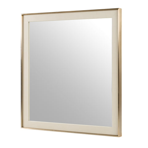 Nova Domus Cartier Modern Beige Shagreen Brushed Brass Mirror Model VGVC-J-A002-MR