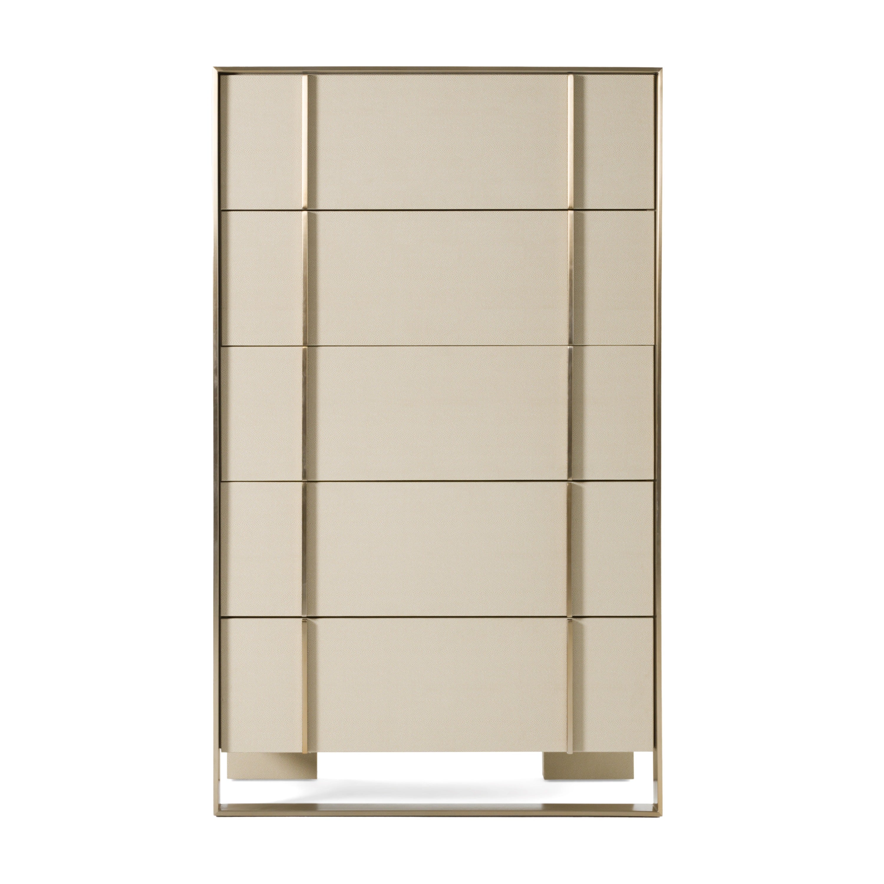 Nova Domus Cartier Modern Beige Shagreen And Brushed Brass Chest Model VGVC-J-A002-CH