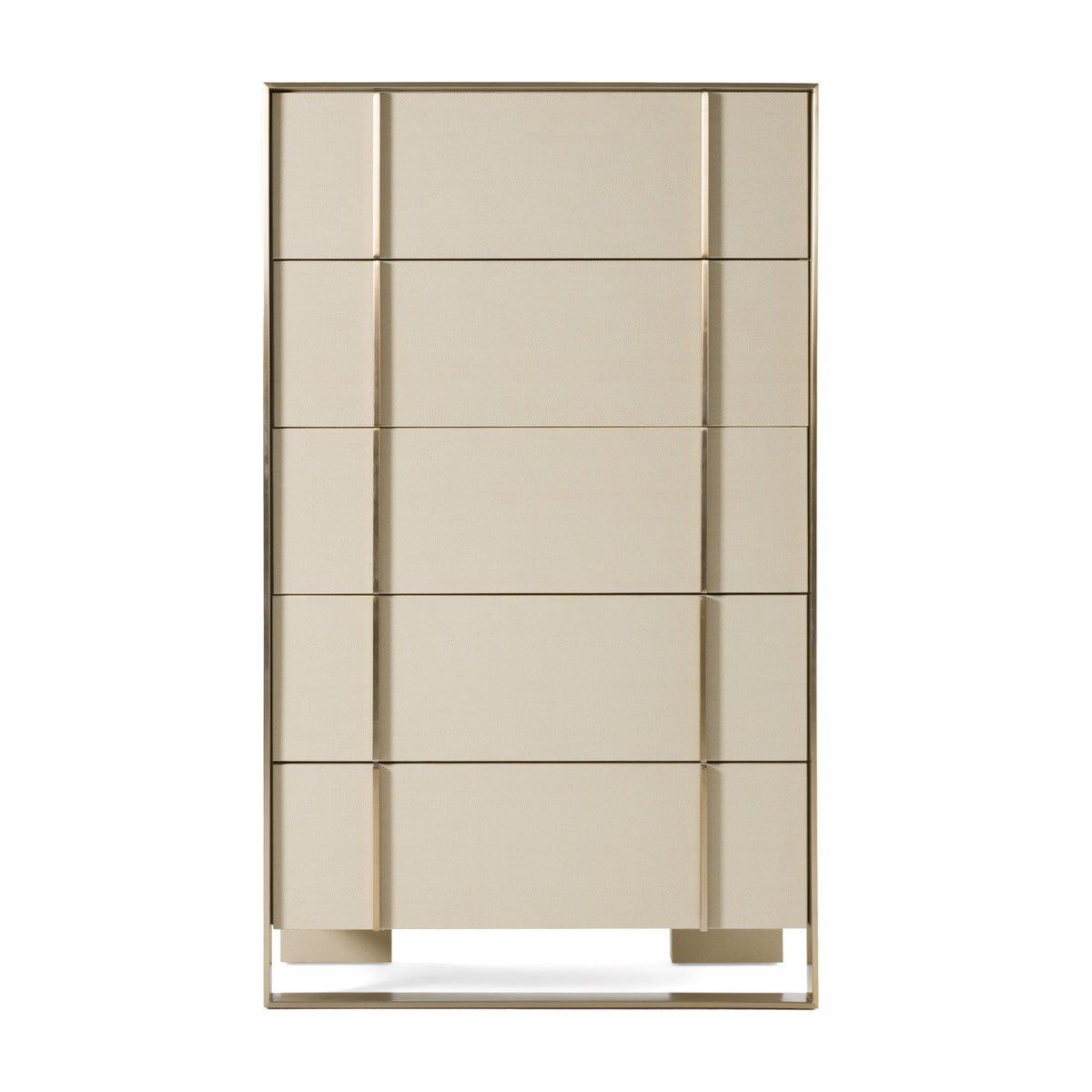 Nova Domus Cartier Modern Beige Shagreen And Brushed Brass Chest Model VGVC-J-A002-CH