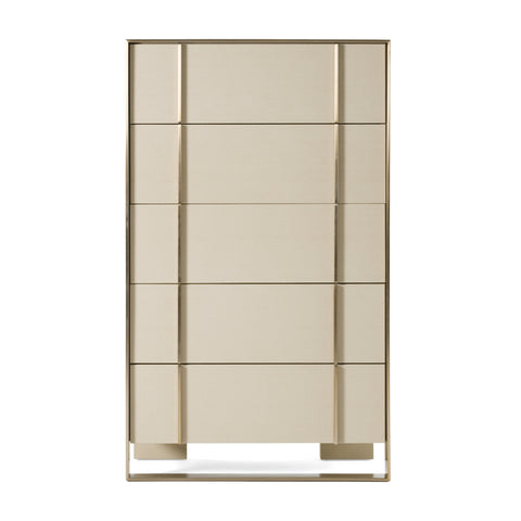 Nova Domus Cartier Modern Beige Shagreen And Brushed Brass Chest Model VGVC-J-A002-CH
