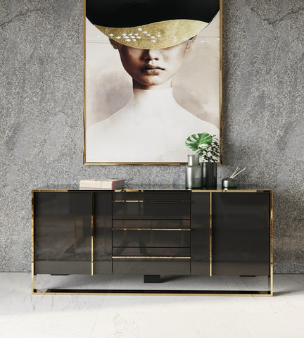 Nova Domus Cartier Modern Black & Rosegold Buffet By VIG Furniture