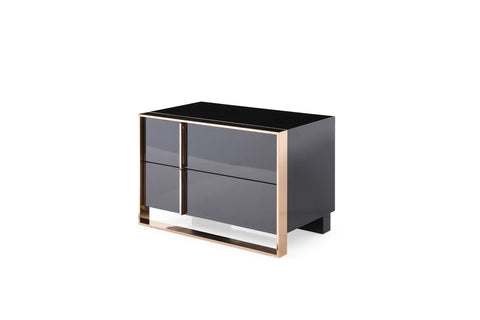 Nova Domus Cartier Modern Black & Rose Gold Bed With Nightstands Model VGVCBD-A002-BLK-BED-2NS-SET