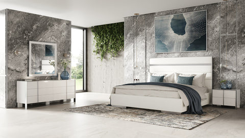 Modrest Cartier Modern White Vegan Leather & Stainless Steel Bedroom Set Model VGVC-BDA002-SET-WHT