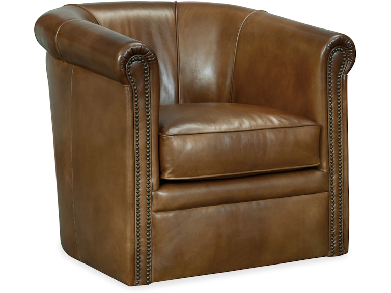 Hooker Furniture Living Room Axton Swivel Leather Club Chair