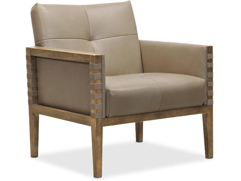 Hooker Furniture Living Room Carverdale Leather Club Chair w/Wood Frame
