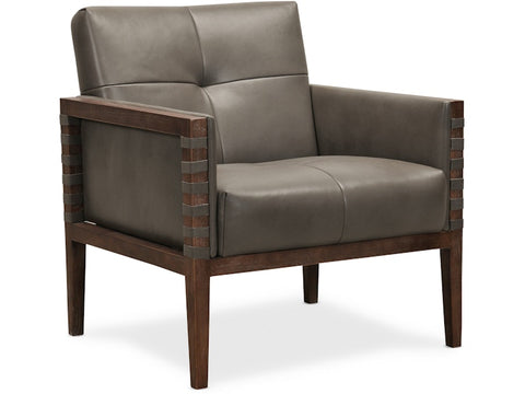 Hooker Furniture Living Room Carverdale Leather Club Chair w/Wood Frame