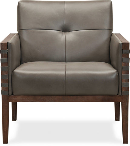 Hooker Furniture Living Room Carverdale Leather Club Chair w/Wood Frame