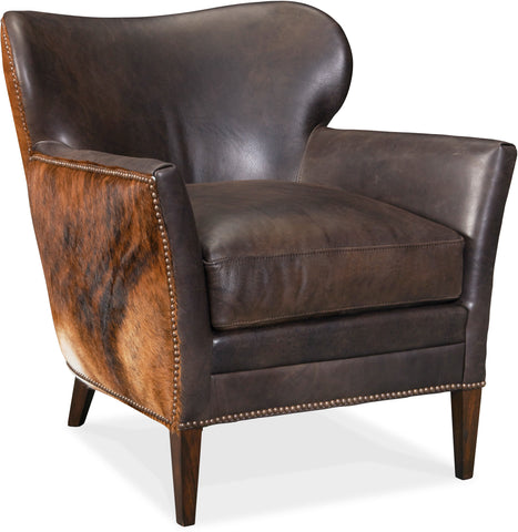 Hooker Furniture Living Room Kato Leather Club Chair w/ Dark HOH