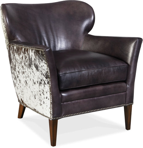 Hooker Furniture Living Room Kato Leather Club Chair w/ Salt Pepper HOH