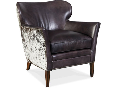 Hooker Furniture Living Room Kato Leather Club Chair w/ Salt Pepper HOH