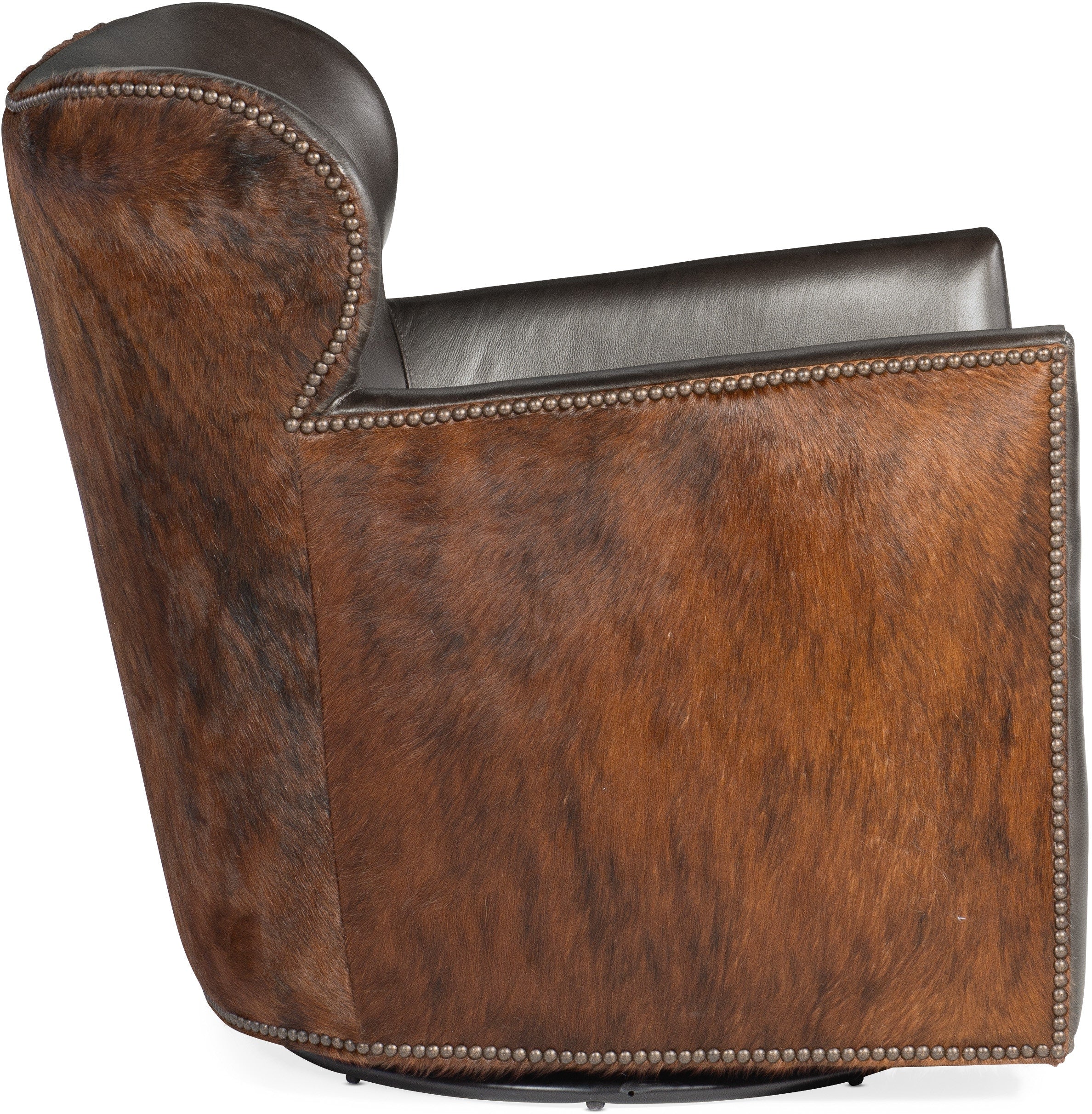 Hooker Furniture Living Room Kato Leather Swivel Chair w/ Dark HOH