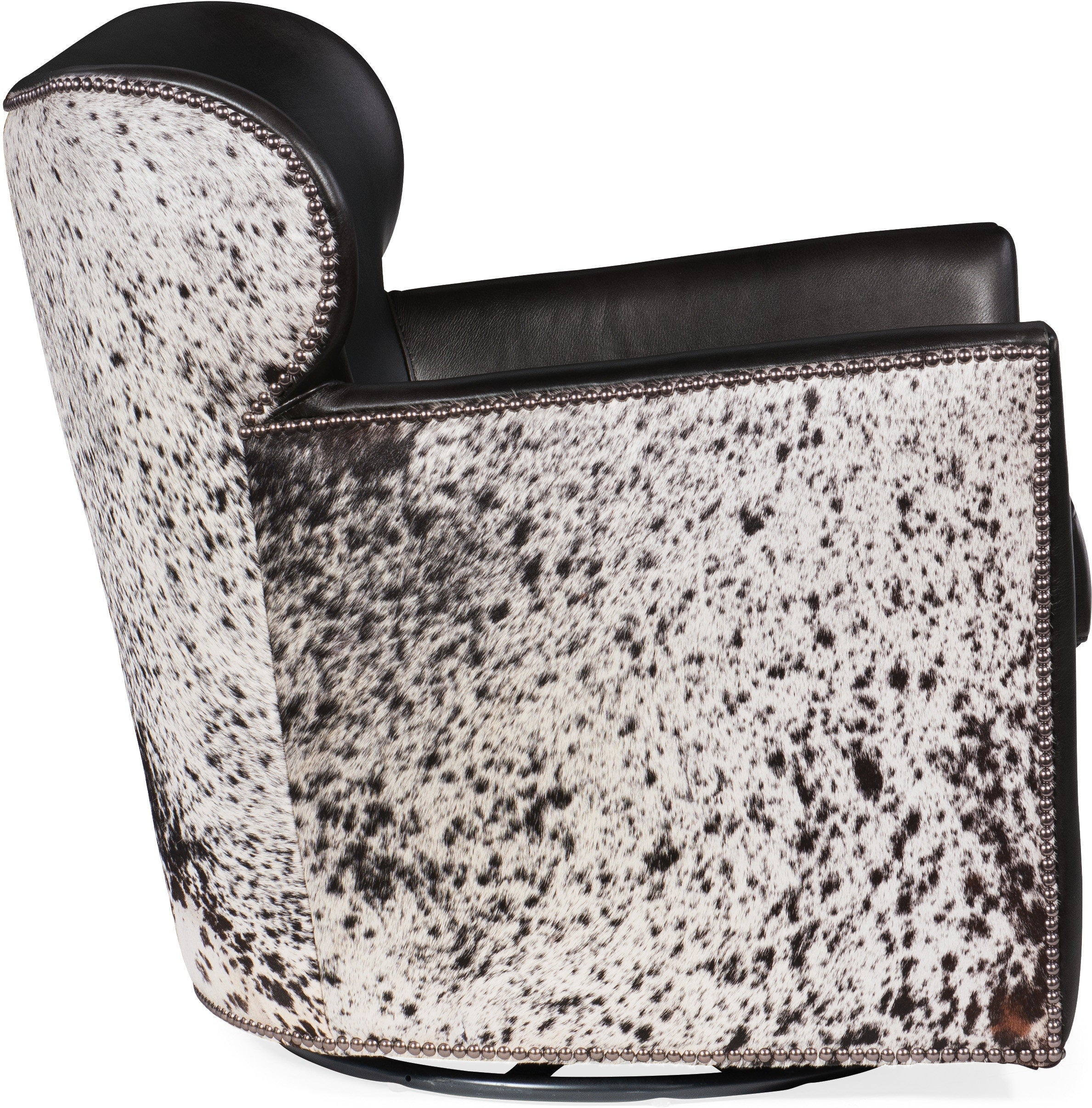 Hooker Furniture Living Room Kato Leather Swivel Chair w/ Salt Pepper HOH