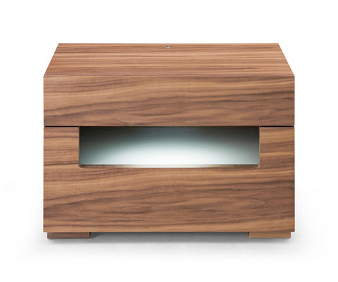 Modrest Ceres Contemporary Led Walnut Nightstand Model VGWCCG05-WAL-NS