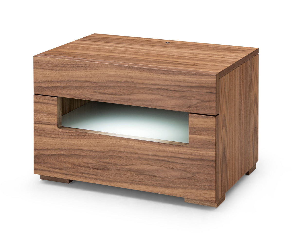 Modrest Ceres Contemporary Led Walnut Nightstand Model VGWCCG05-WAL-NS