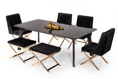 Modrest Chadwick Modern Ebony & Rosegold Dining Table Model VGHB297T3-EBN