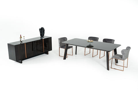 Modrest Chadwick Modern Ebony & Rosegold Dining Table Model VGHB297T3-EBN