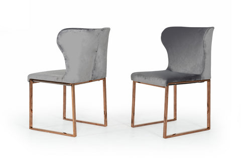 Modrest Chadwick Modern Grey Velvet & Rosegold Dining Chair By VIG Furniture