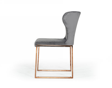 Modrest Chadwick Modern Grey Velvet & Rosegold Dining Chair By VIG Furniture