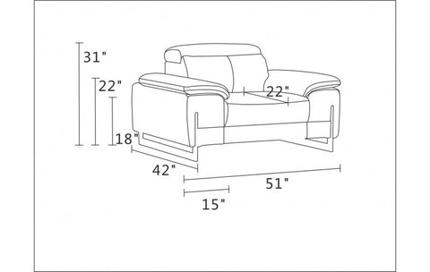 636 DivanItalia Light Gray Chair – Top Grain Italian LeatherModel:  636-LIGHT-GRAY-CH